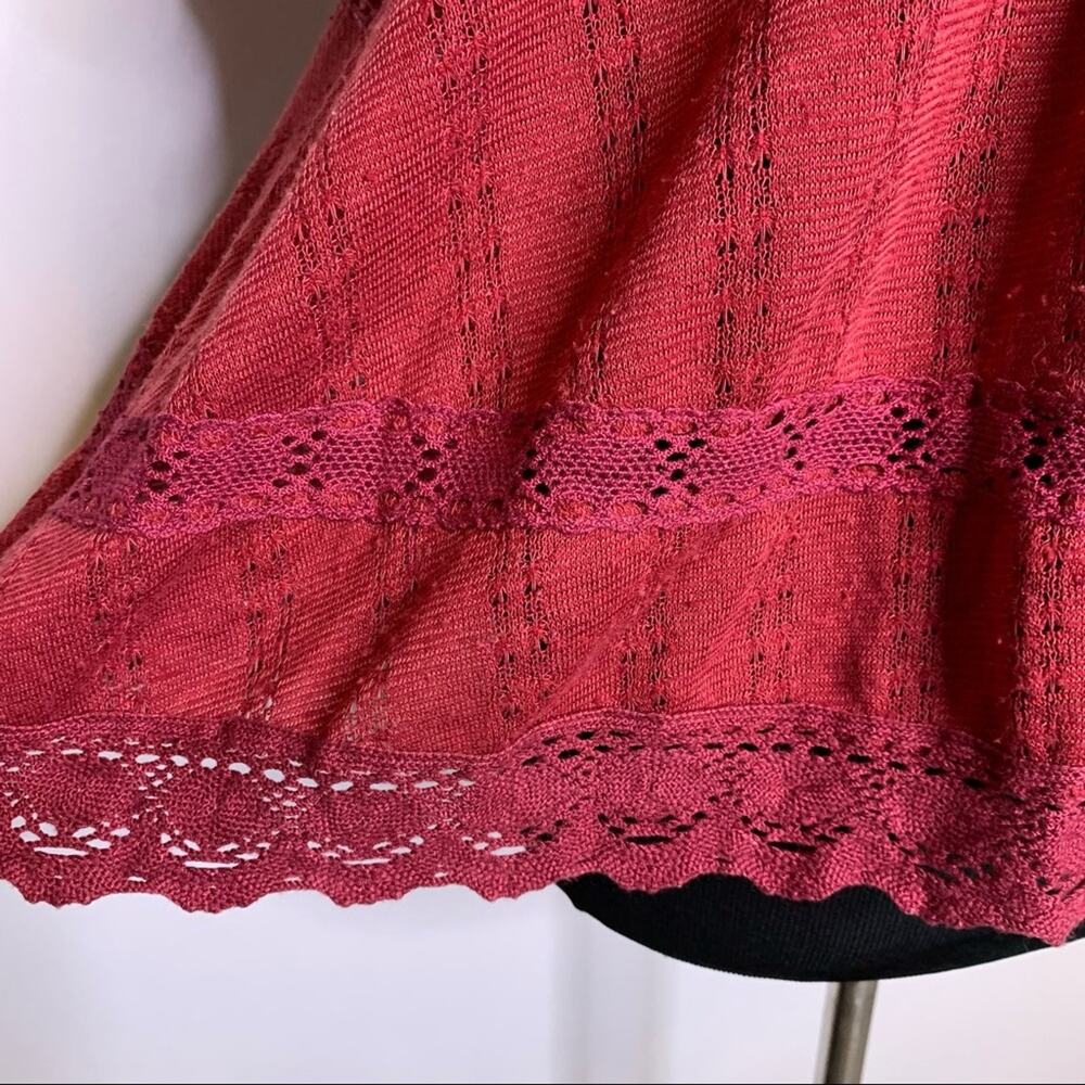 Free People maroon red lace shoulder knit top size Extra Small XS - Picture 5 of 13